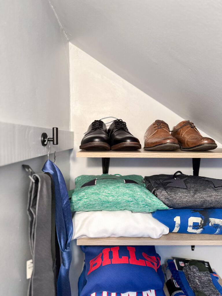How to Maximize a Sloped Ceiling Closet - Britt and Ivy Design